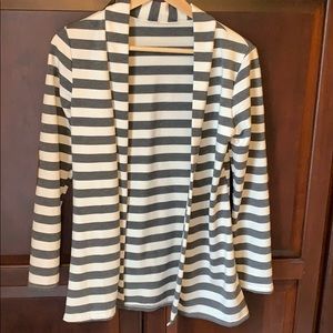 Striped patch sleeve top